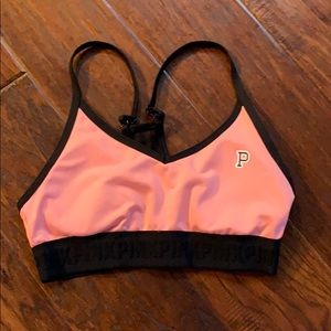 PINK: Coral Pink Sports Bra